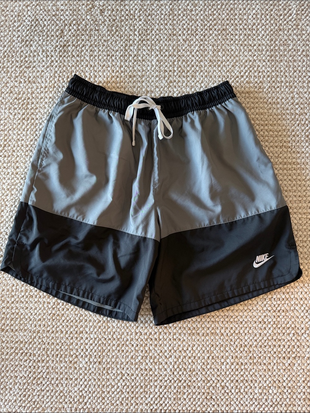 Nike Men's Color Block Black and Gray Swim Trunks